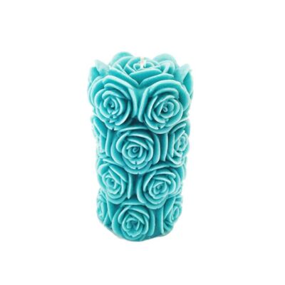 Large Pillar Candle, Turquoise Pillar Candle, Unscented Candle, Tall Candle, Floral Candle, Shaped Candle, Hand Made Candle, Pillar Candle