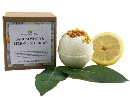 Sandalwood and Lemon Bath Bomb, 5cm Diameter