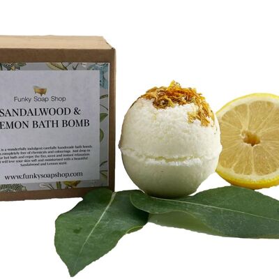 Sandalwood and Lemon Bath Bomb, 5cm Diameter