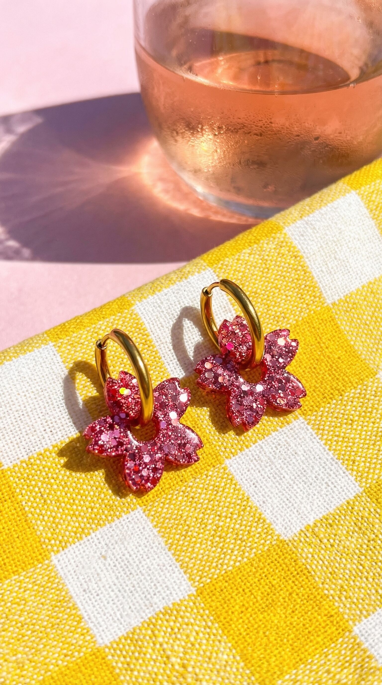 Boucles d'Oreilles Créoles Tiaré Rose