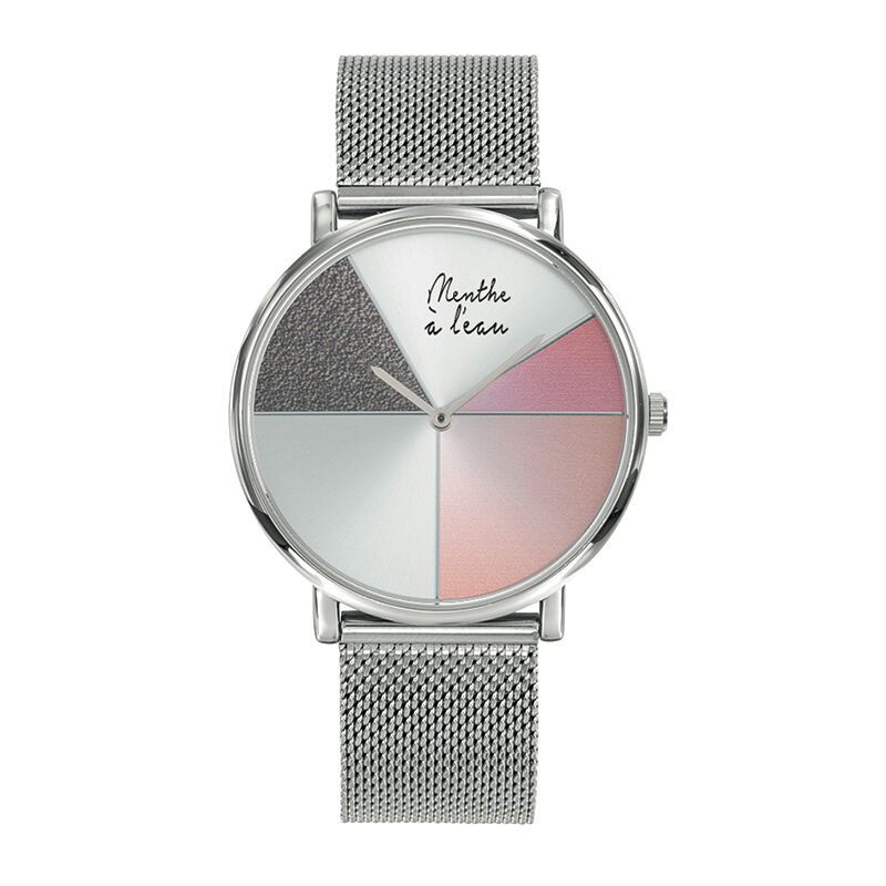 Die Indecisive Watch – Armband aus rosafarbenem Chrome-Mesh