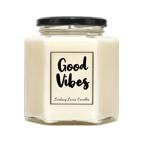 Optimistic Positivity Quote Scented Candle, Good Vibes, Vegan Soy Candles