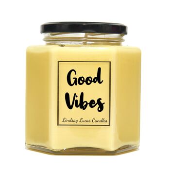 Bougie parfumée de citation de positivité optimiste, bonnes vibrations, bougies de soja végétaliennes 3