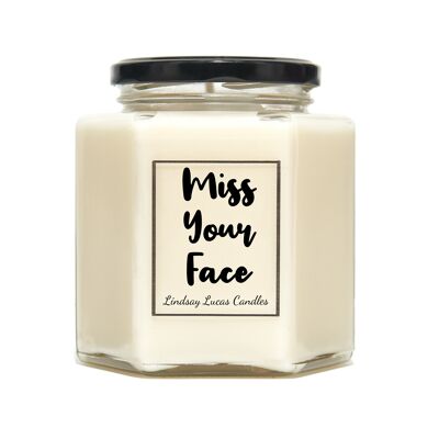 Vela perfumada Miss Your Face para amigo / novia / novio, buenas vibraciones, velas de soja veganas