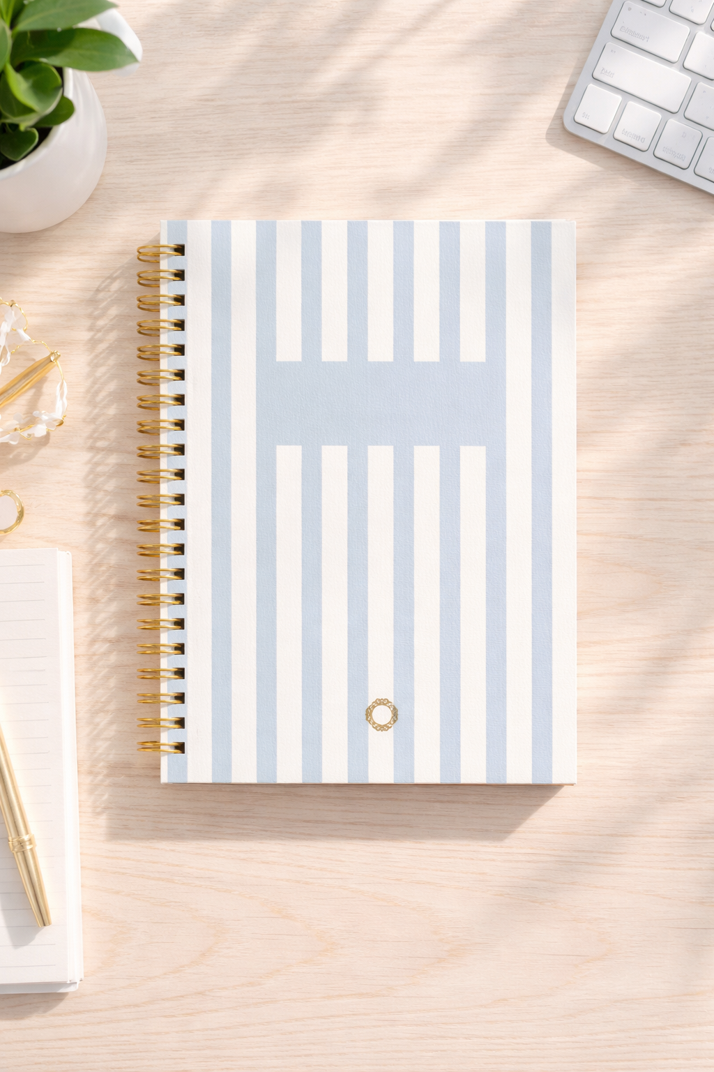 Blue striped notebook - A5 - Spiral bound - Maison Paon Collection