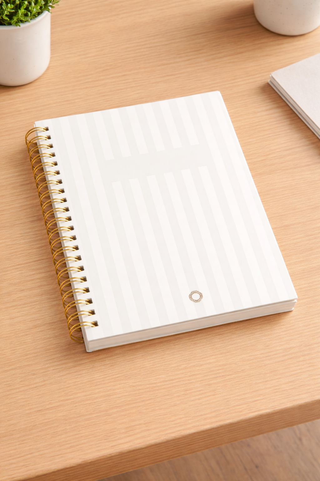 Gray striped notebook - A5 - Spiral - Maison Paon Collection