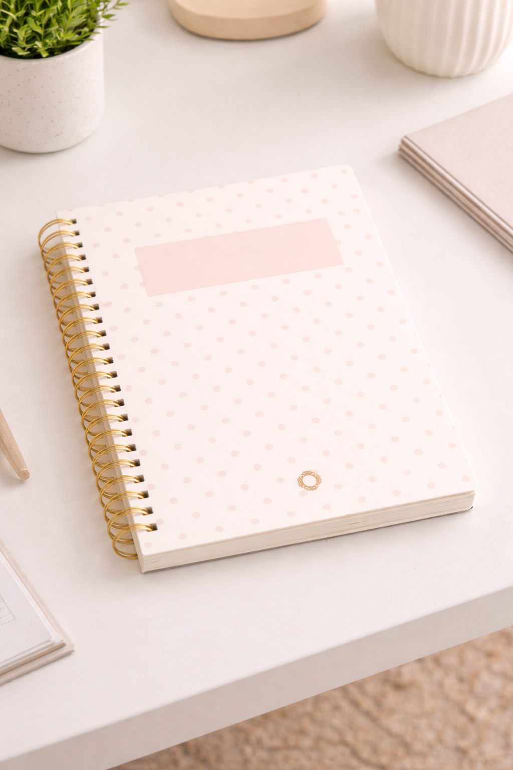 Pink polka dot notebook - A5 - Spiral - Maison Paon Collection