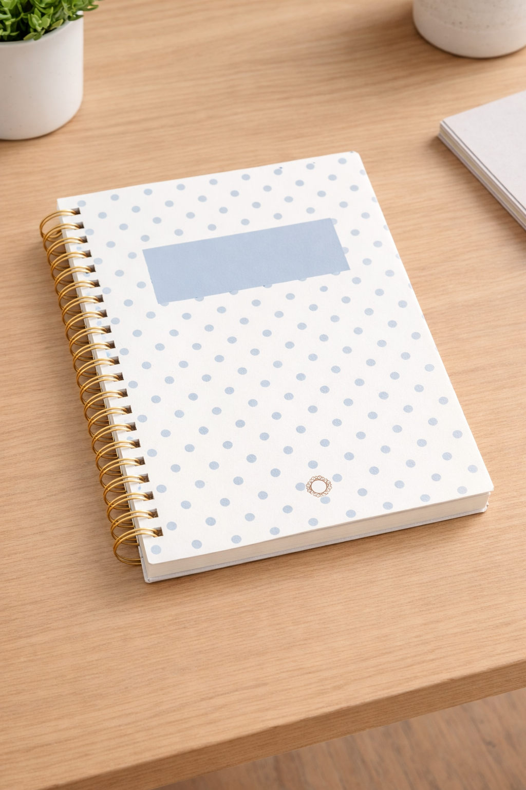Blue polka dot notebook - A5 - Spiral - Maison Paon Collection