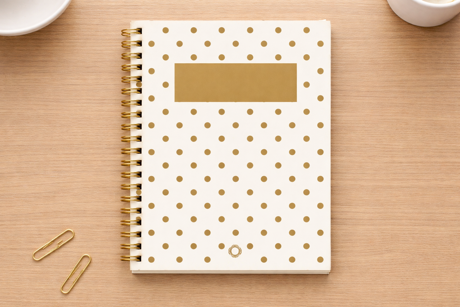 Ocher polka dot notebook - A5 - Spiral - Maison Paon Collection