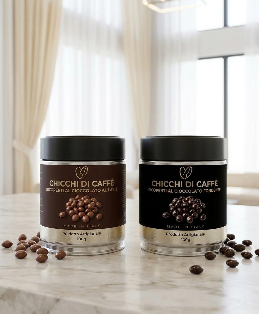 CHOCOLATE-COATED ROASTED COFFEE BEANS