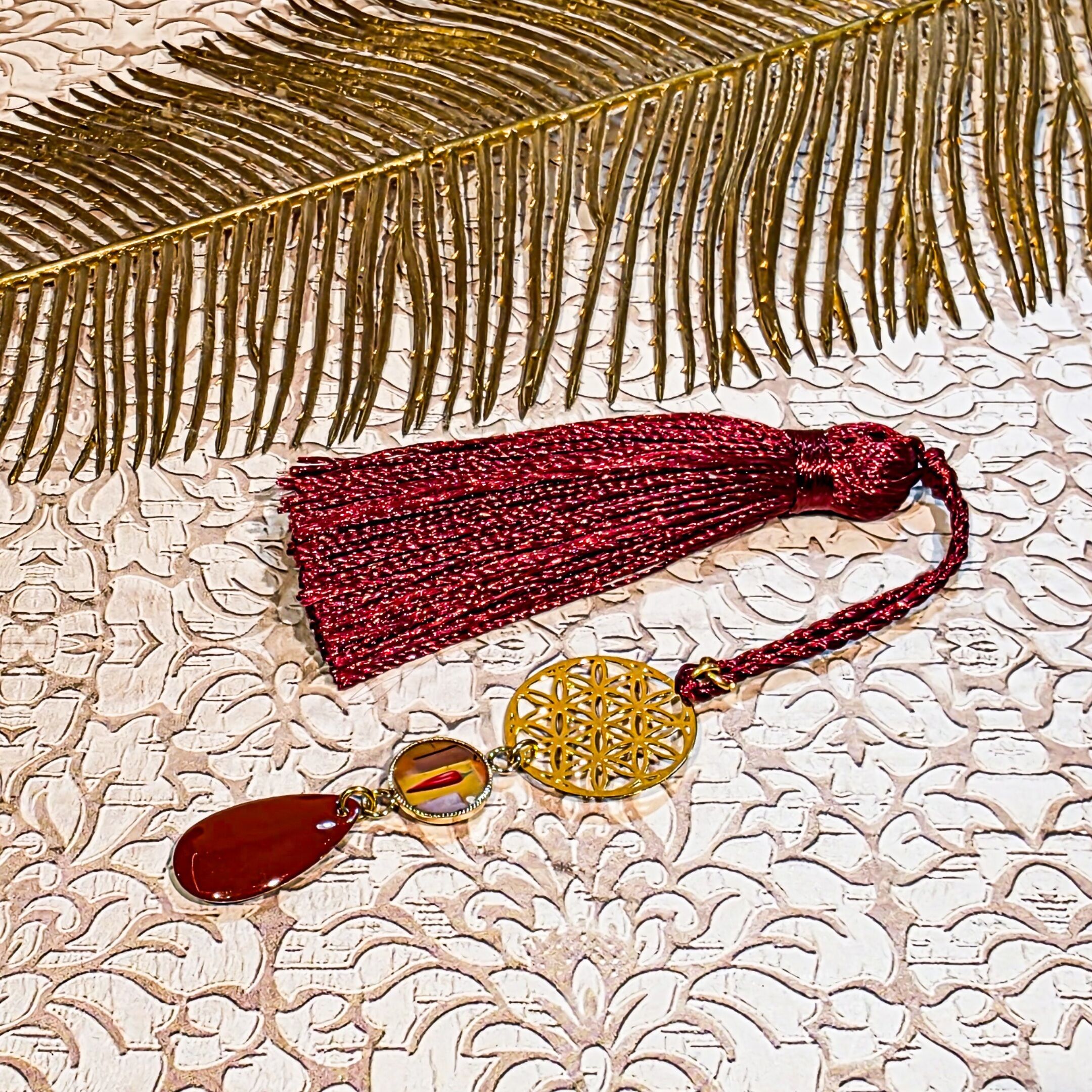 Marque-pages livre Pompon Mandala fleur de vie piment rouge Sequin Résine Fête des mères Cadeau Maman Cadeau Maîtresse Noël