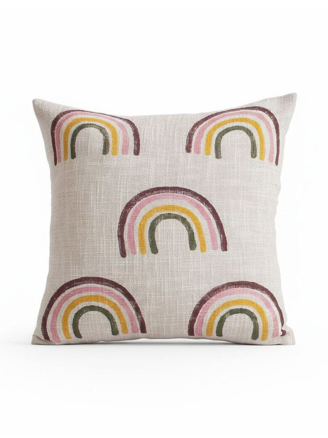 White & Brown Square Cushion Covers – Cotton Textiles – Two-Tone Design – 40.6 cm Set of 2