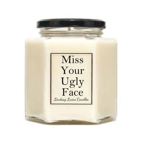 Miss Your Ugly Face Scented Candle Gift For Friend/Girlfriend/Boyfriend, Funny Insult, Vegan Soy Candles