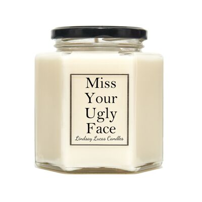 Vela perfumada Miss Your Ugly Face para amigo / novia / novio, insulto divertido, velas de soja veganas