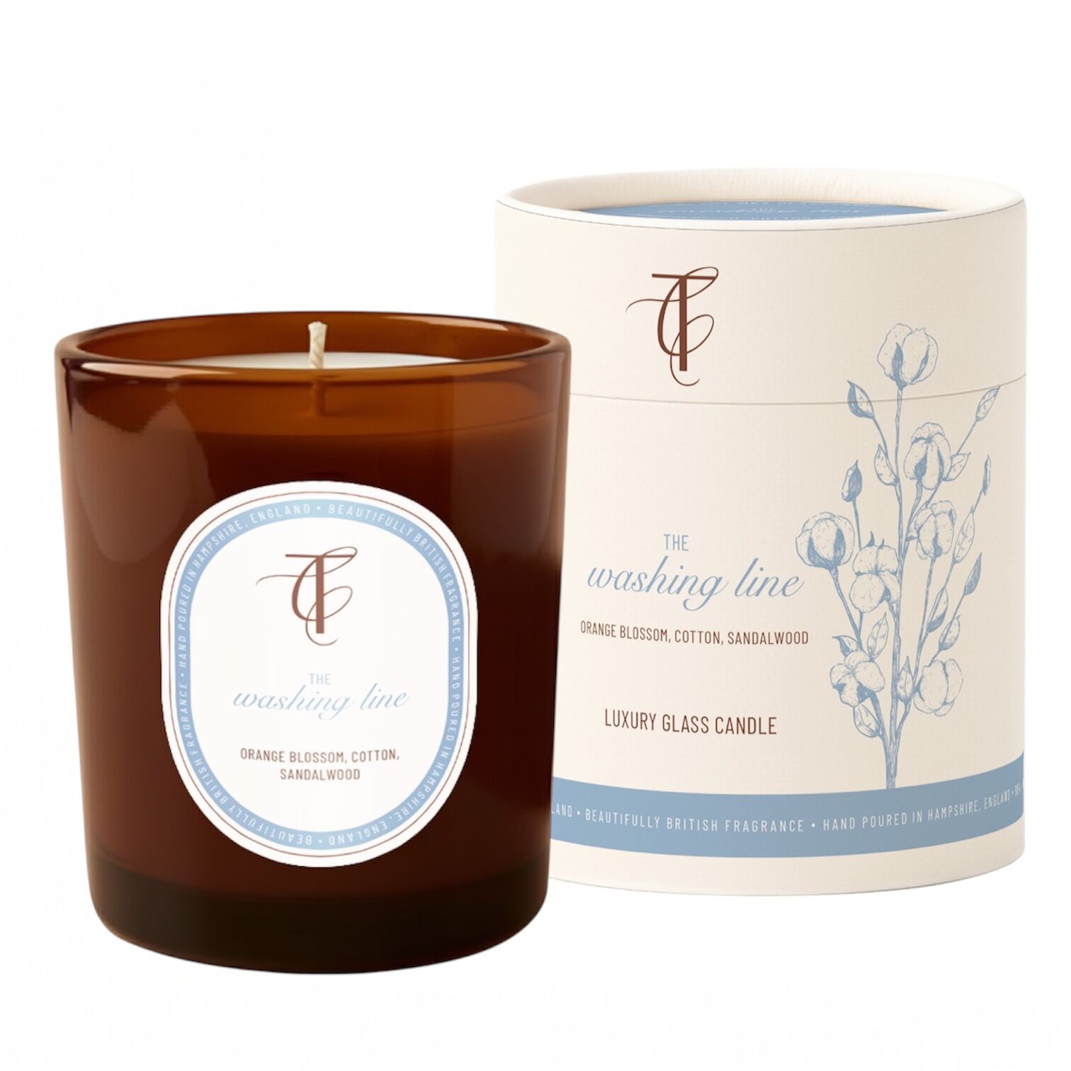 COAST & COUNTRY-The Washing Line 230g Amber Glass Soy Wax Candle