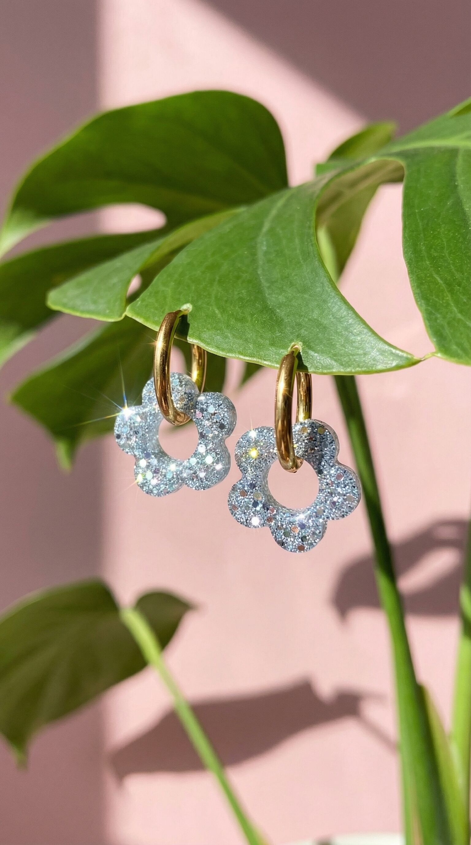 Boucles d'Oreilles Interchangeables Fleur Argent