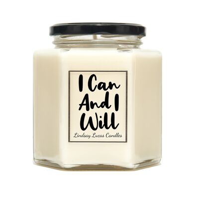 Optimistic Positivity Quote Scented Candle, I Can And I Will, Vegan Soy Candles