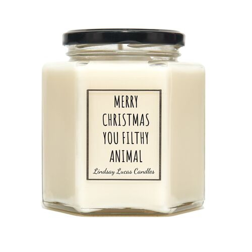 Merry Christmas You Filthy Animal Quote Candle, Christmas Gift For Best Friend, Christmas Candle, Candles, Stocking Filler, Xmas Gift