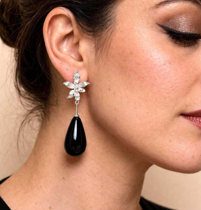 Elegante schwarze Tropfenohrringe