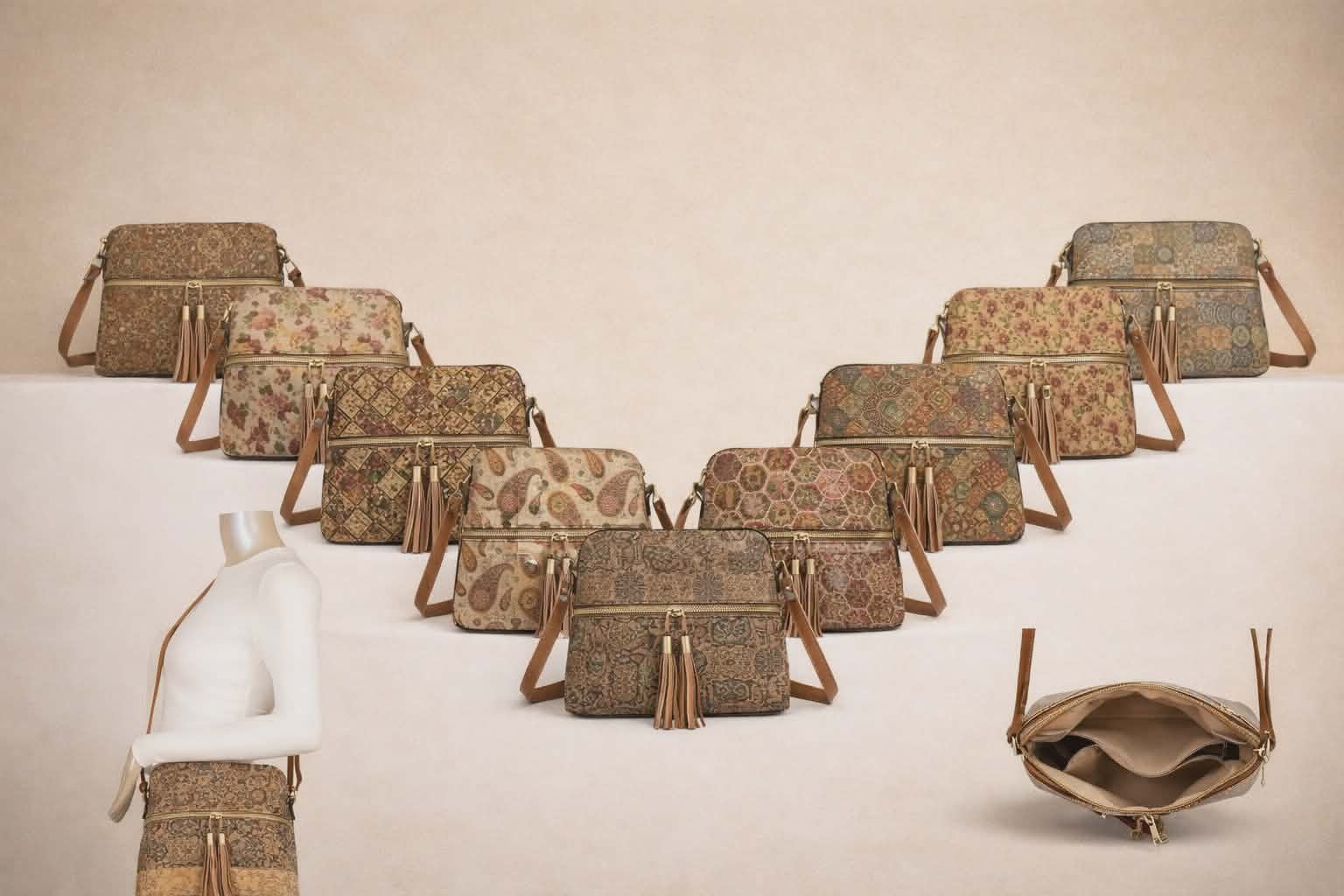 [ D8082 ] Cork Crossbody Bags – Premium Eco Collection