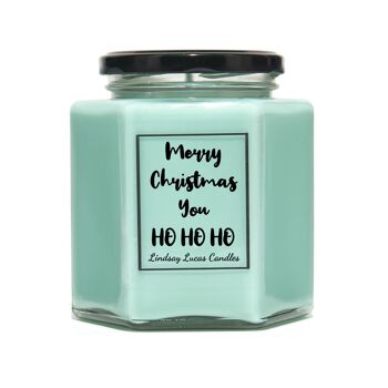 Joyeux Noël vous Ho Ho Ho bougie parfumée drôle, bougies de soja végétaliennes 2
