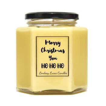 Joyeux Noël vous Ho Ho Ho bougie parfumée drôle, bougies de soja végétaliennes 3