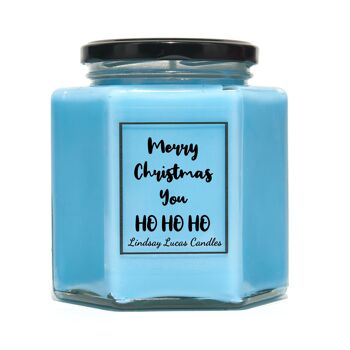 Joyeux Noël vous Ho Ho Ho bougie parfumée drôle, bougies de soja végétaliennes 4