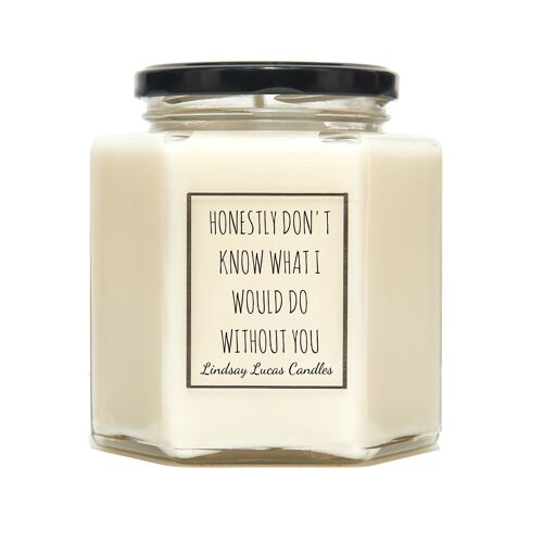 Honestly Don't Know What I Would Do Without You! Candle, Candles, Scented Candles, Quote Candle, Thank You Gift, Gift To Say Thank You