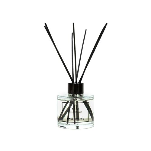Orange REED DIFFUSER Bottle With Sticks, Fruity Scented Essential Oils Natural Home Fragrance