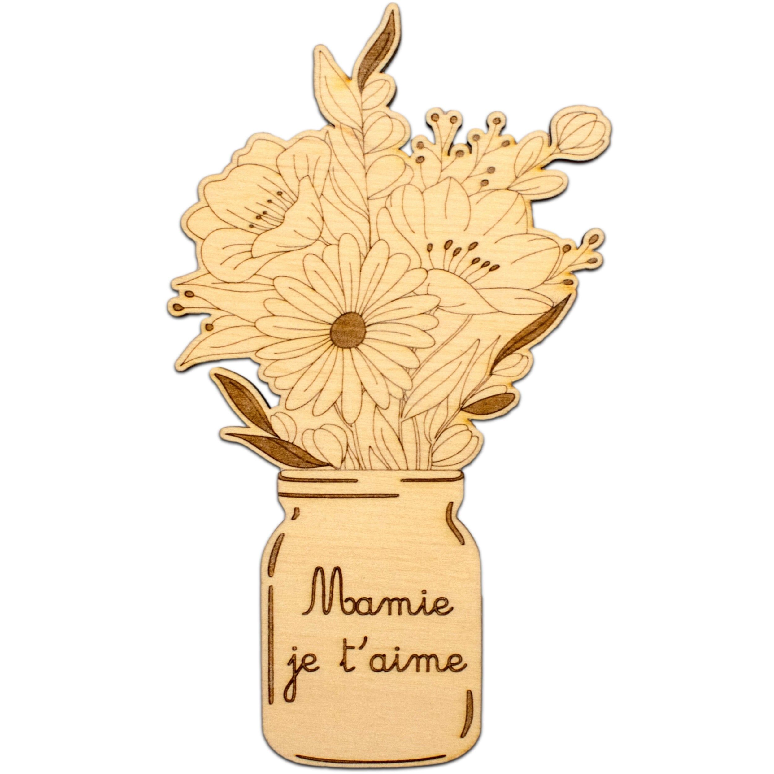 Wooden magnet – Bouquet of flowers – Grandma I love you – Grandma gift – Grandparents' Day gift – Christmas gift