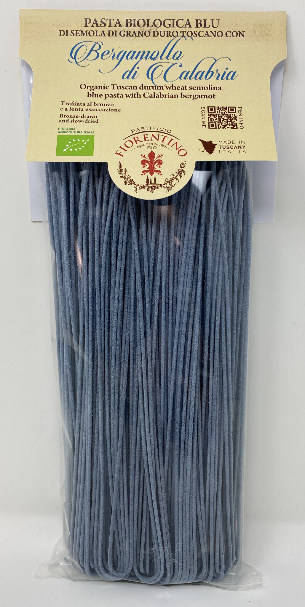 Organic artisanal BLUE pasta with Calabrian Bergamot: 18 pieces