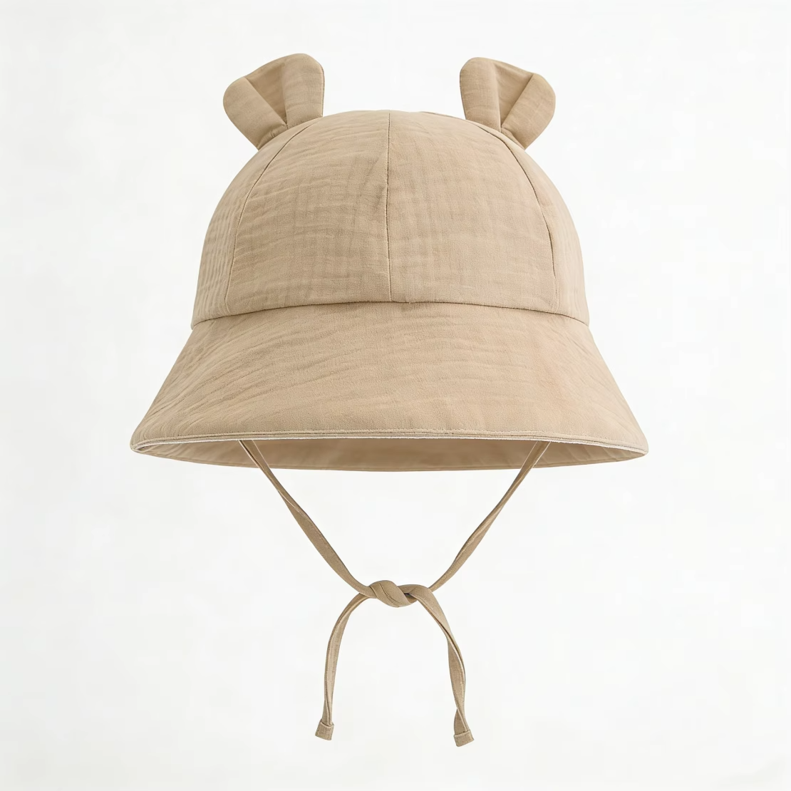 Gorro de muselina para bebé con orejeras – ajustable | Arena