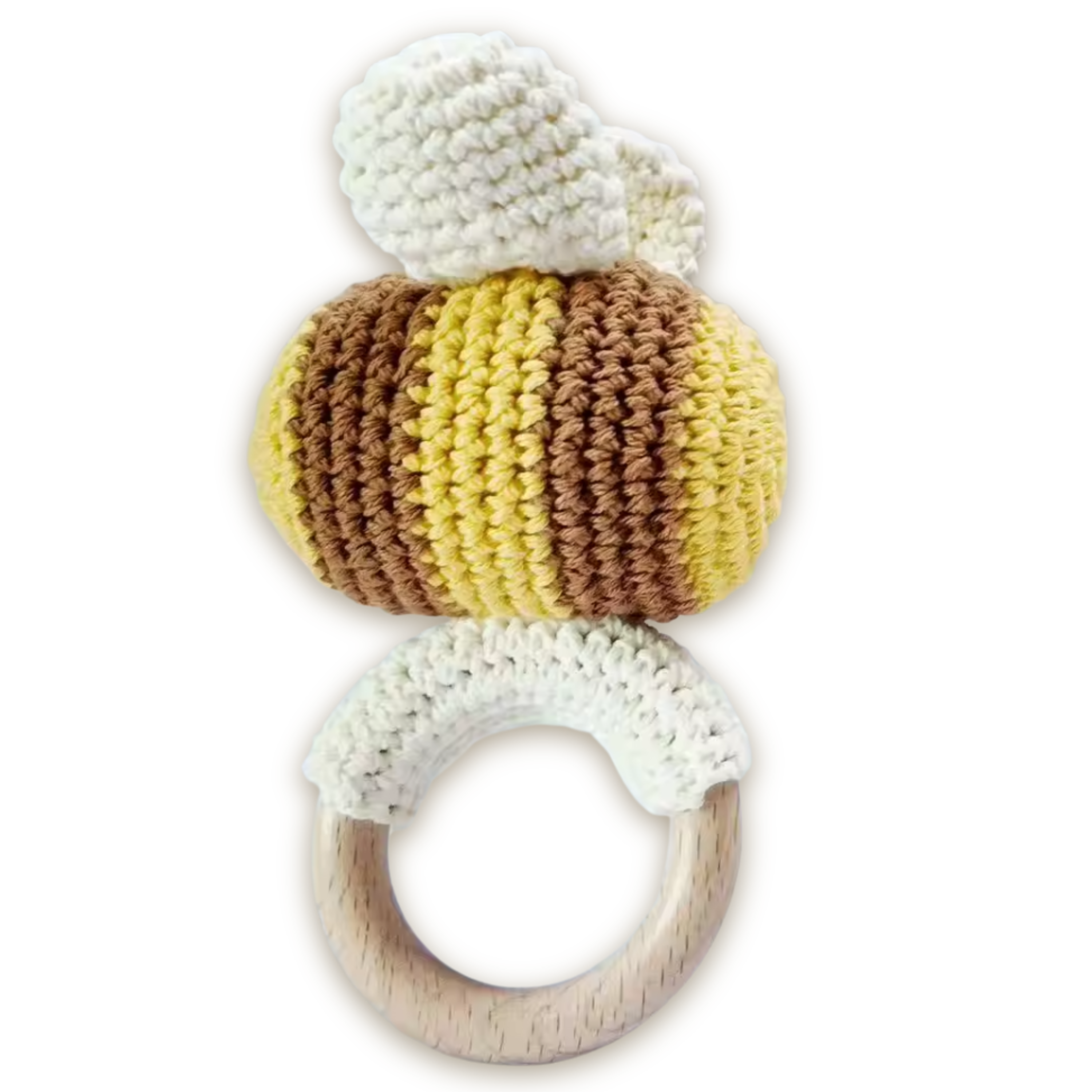 Sonaglio a forma di ape all'uncinetto – Realizzato a mano in morbido cotone