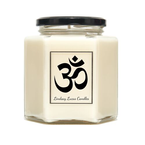OM SYMBOL Yoga Scented Candle Gift, Relaxation Meditation, Buddhism Devanagari Hinduism Jainism Mantra