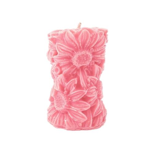 Floral Pillar Candles, Unscented Candles, Candle, Daisy Candle, Sunflower Candle, Soy Candle, Candle Gift Set, Flower Candles