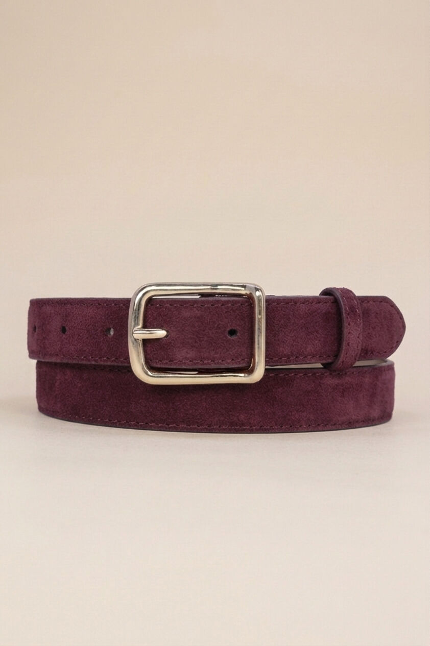 Damen-Wildledergürtel, 3 cm breit, goldfarbene Schnalle, REF1002 BORDEAUX