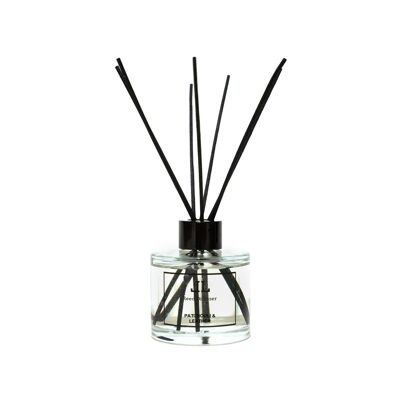 Flacon diffuseur de roseaux en patchouli et cuir avec bâtonnets, diffuseur d'huile de roseau, parfum de maison parfumé aux herbes