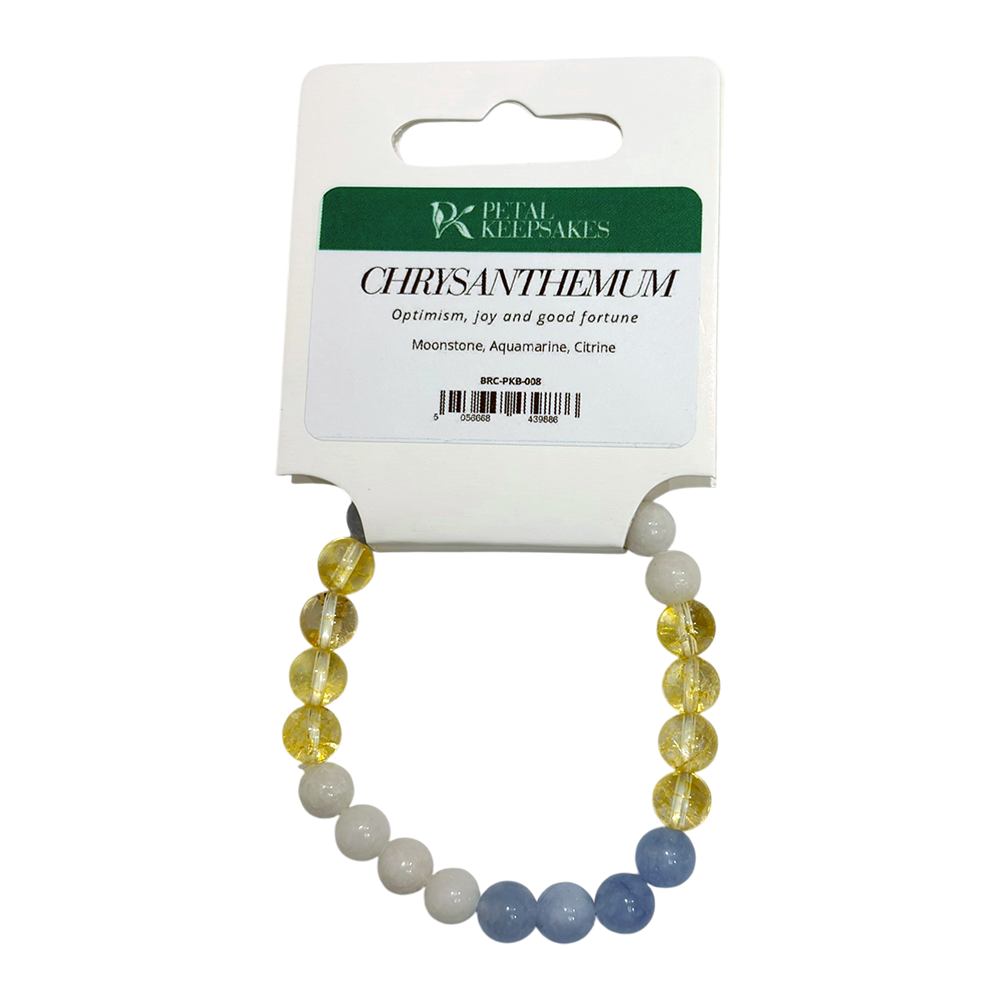 Pulsera Petal Keepsakes con piedras preciosas y crisantemo