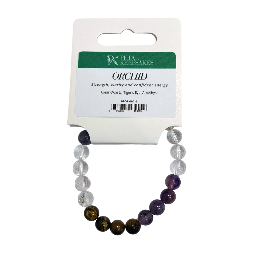 Pulsera Petal Keepsakes con piedras preciosas, orquídea