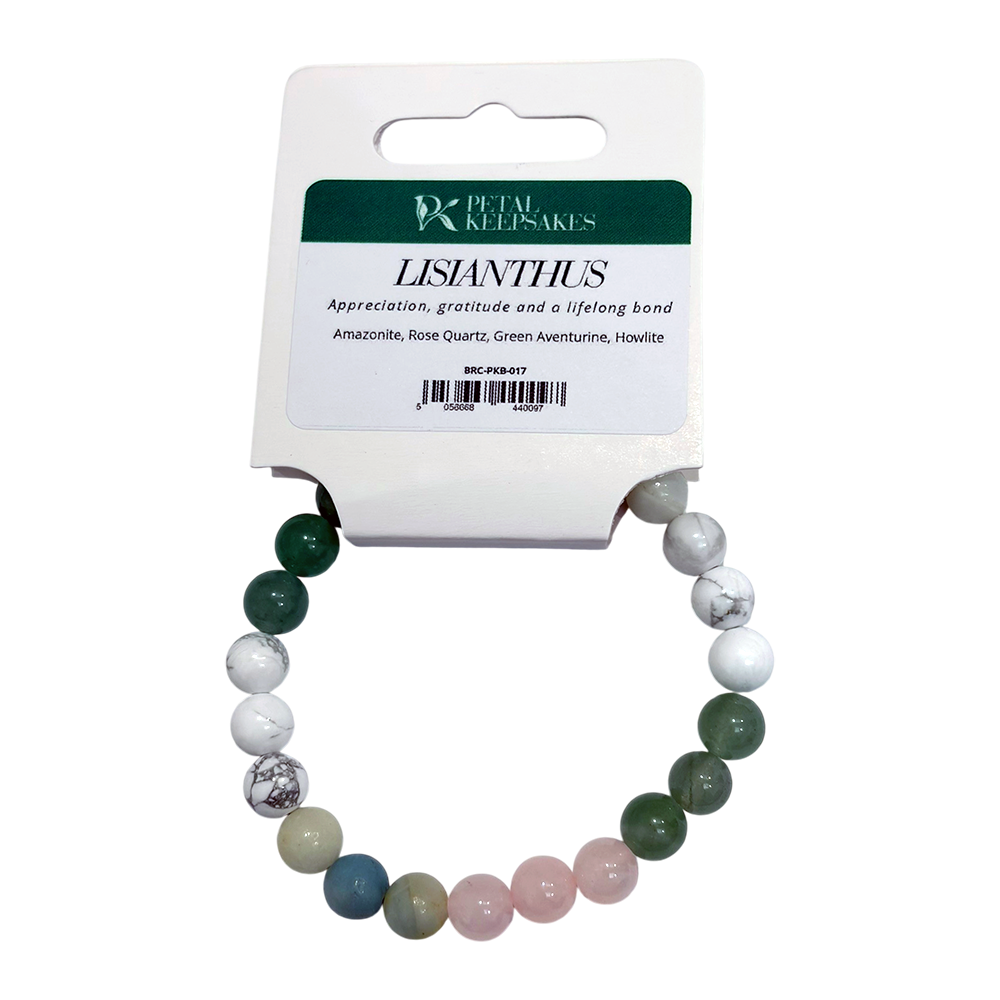 Pulsera Petal Keepsakes con piedras preciosas y lisianthus