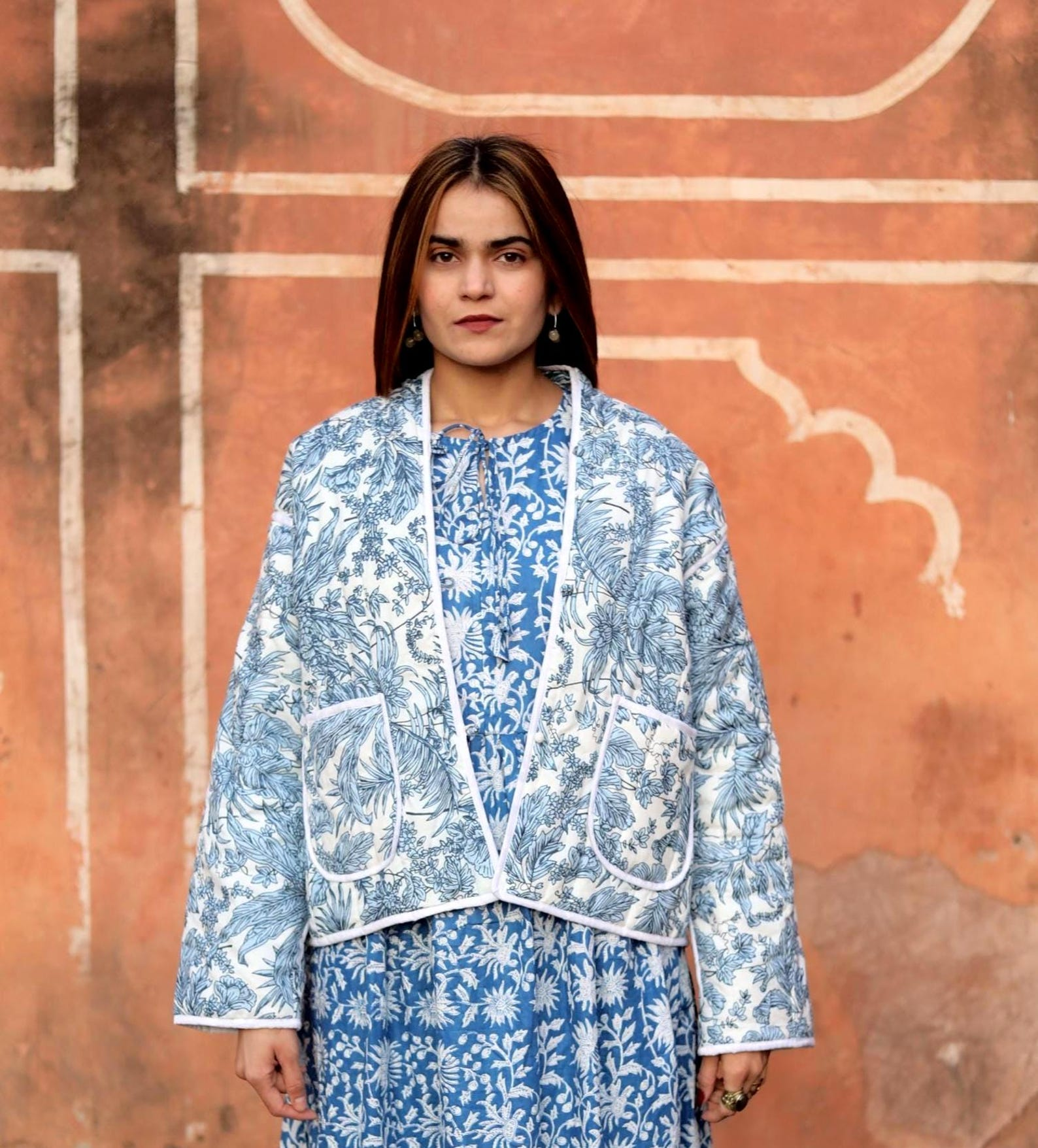 Block Print Quilted Jacket, Quilt Kimono, Robe Suzani Jacket