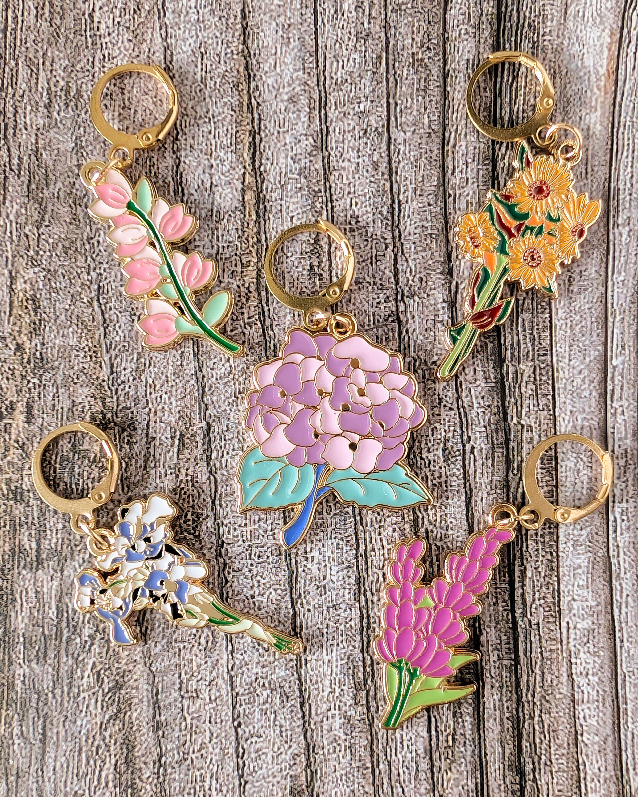 Floral #2 - Removable stitch marker rings