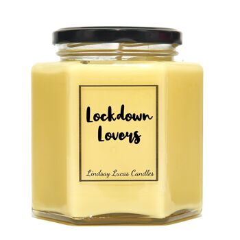 Cadeau de bougie parfumée Lockdown Lovers pour ami/petite amie/petit ami, végétalien/soja. Cadeau de Saint Valentin mignon 2