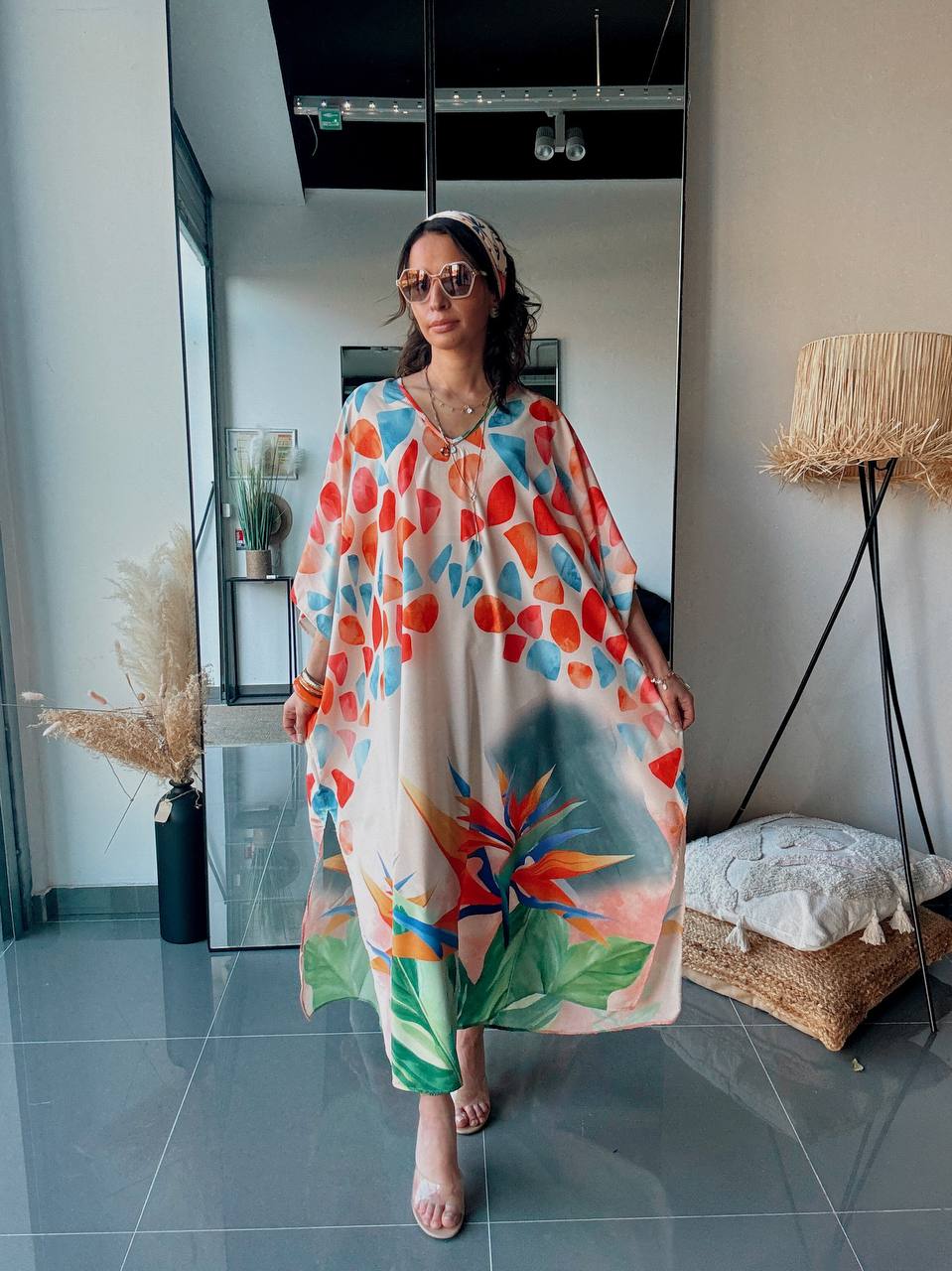 Robe Longue Bohème – Imprimé Graphique & Tropical