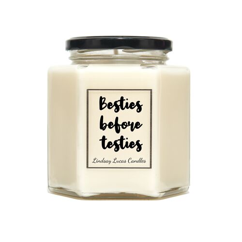 Besties Before Testies, Funny Friendship Vegan Soy Scented Candles