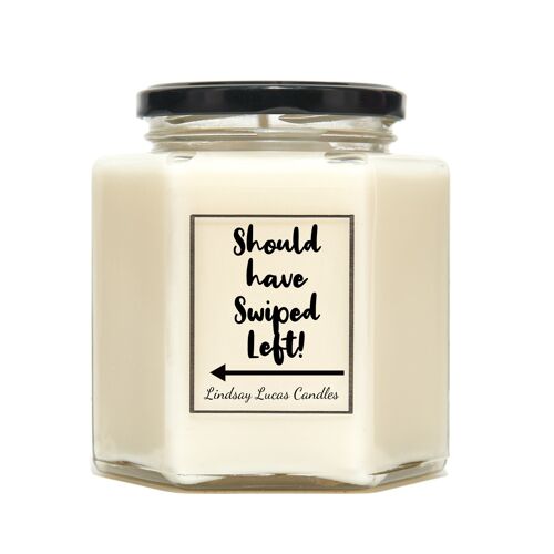 Should Have Swiped Left Scented Candle Gift For Friend/Girlfriend/Boyfriend, Vegan/Soy.Funny Valentines Gift