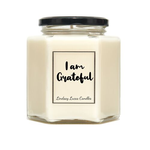 I am Grateful Scented Candle, Positive thinking, Affirmation, Law Of Attraction. Soy Vegan Candles