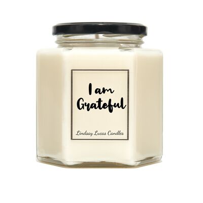 I am Grateful Scented Candle, Positive thinking, Affirmation, Law Of Attraction. Soy Vegan Candles