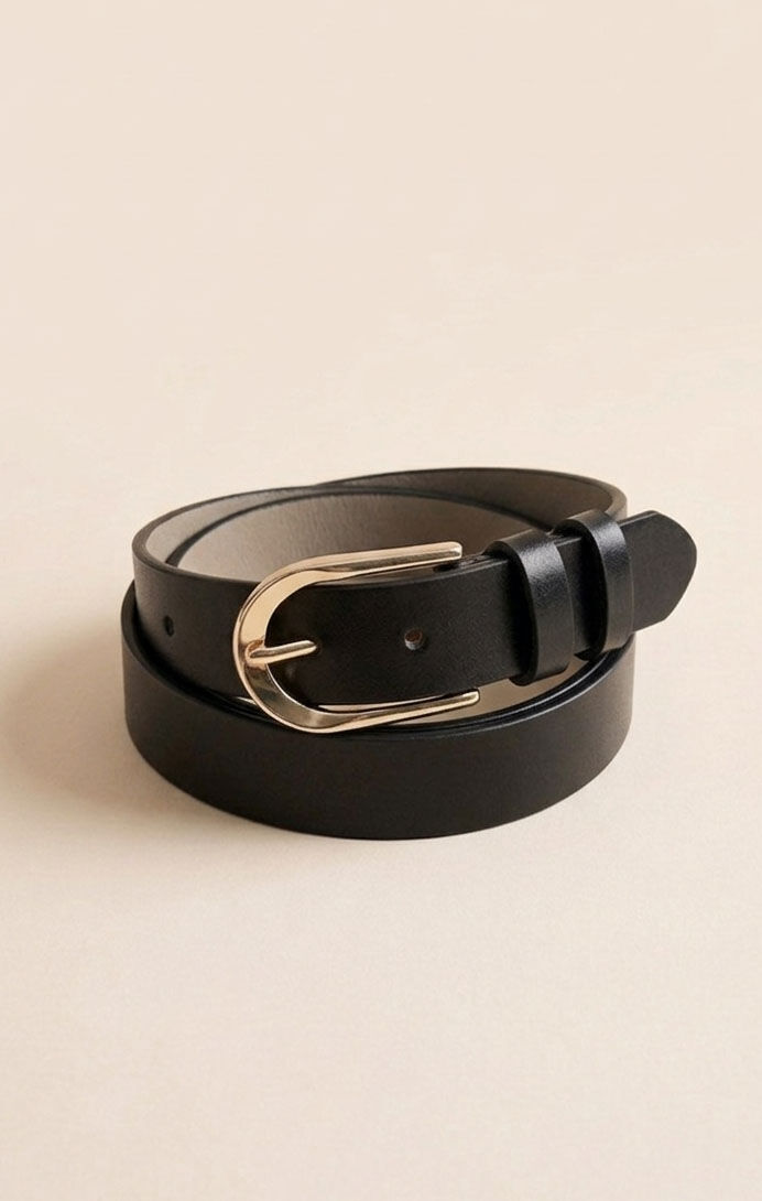 Ceinture femme en cuir largeur 3 cm boucle couleur dorée REF1003 NOIR