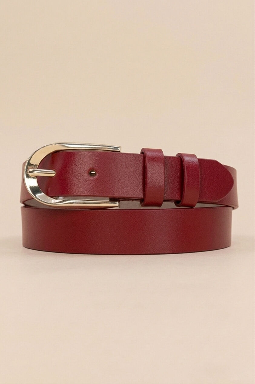 Damen-Ledergürtel, 3 cm breit, mit goldener Schnalle, REF1003 ROT